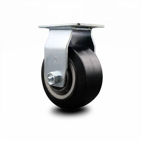 Service Caster 4 Inch Rubber on Aluminum Wheel Rigid Caster with Ball Bearing SCC SCC-20R420-RAB